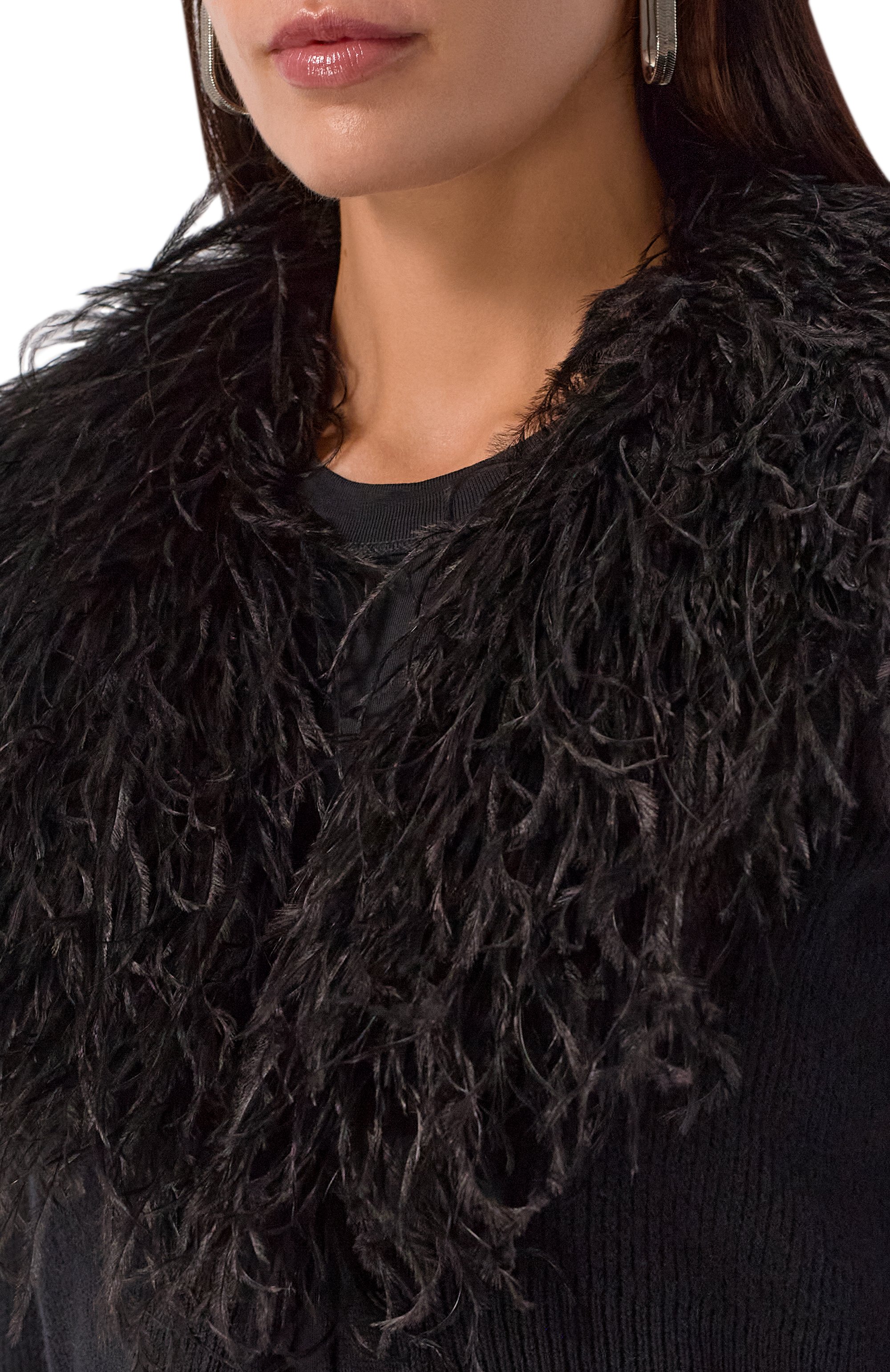 Шерстяной кардиган с отделкой перьями BLUMARINE, арт. 2M608A, фото 5