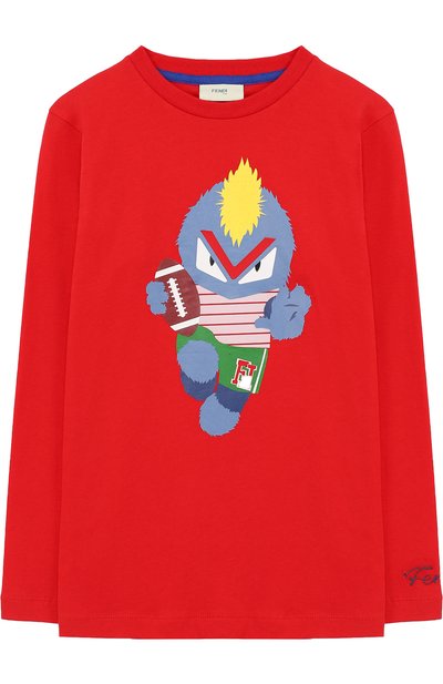 Хлопковый лонгслив с принтом FENDI, арт. JMI173/7AJ/10A-12A, фото 1