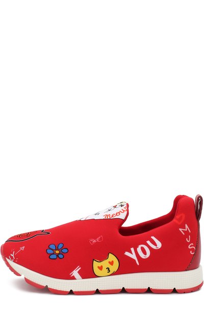 Текстильные кроссовки без шнуровки DOLCE & GABBANA красного цвета по цене 29700 руб., арт. D10738/AR760/29-36, фото 2 Текстильные кроссовки без шнуровки DOLCE & GABBANA, арт. D10738/AR760/29-36, фото 2