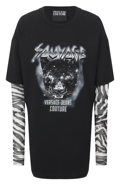 Женская хлопковый лонгслив VERSACE JEANS COUTURE, арт. 78HAHC04/CJ01C