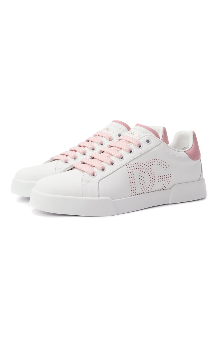 Женские кожаные кеды strobel portofino light DOLCE & GABBANA белого цвета, арт. CK2324/AV066 | Фото 1 (Подошва: Платформа; Материал внутренний: Натуральная кожа; Автоматизация ТО: Проставлено; Материал внешний: Натуральная кожа; Автоматизация состава: Проставлено; Материал утеплителя: Без утеплителя; Стили: Кэжуэл; Кросс-КТ: Низкие)