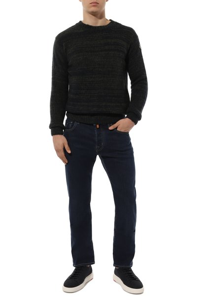 Шерстяной свитер MONCLER синего цвета по цене 56450 руб., арт. 9C000-22-M1115, фото 2 Шерстяной свитер MONCLER, арт. 9C000-22-M1115, фото 2