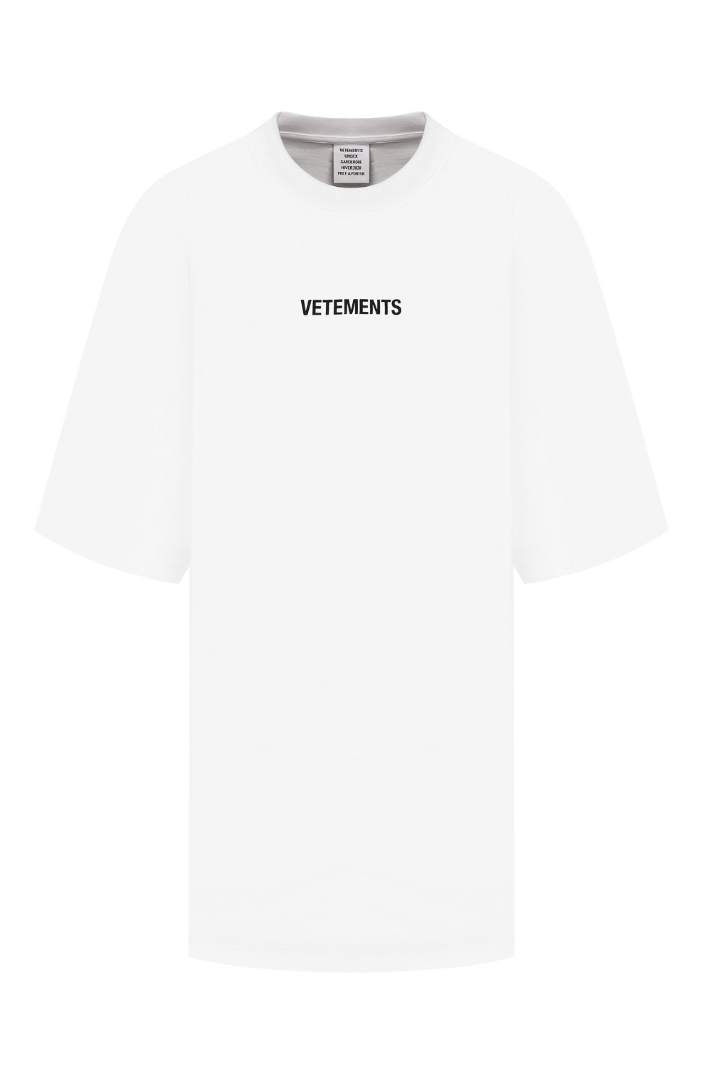 Хлопковая футболка VETEMENTS белого цвета по цене 16450 руб., арт. UAH20TR611/W, фото 1 Хлопковая футболка VETEMENTS, арт. UAH20TR611/W, фото 1