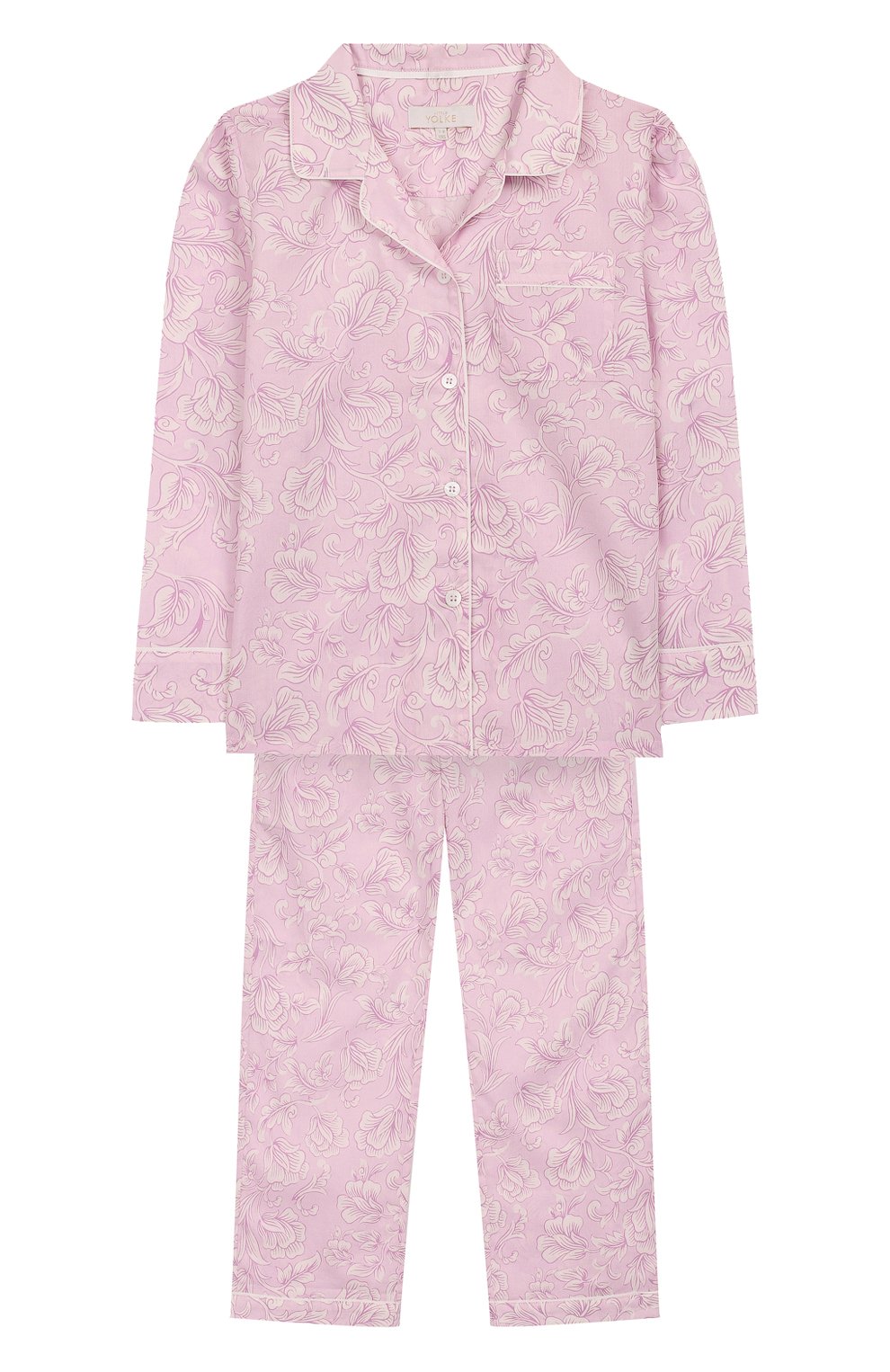 Хлопковая пижама LITTLE YOLKE розового цвета по цене 7315 руб., арт. AW19-12C-MA-LA/1-8Y, фото 1 Хлопковая пижама LITTLE YOLKE, арт. AW19-12C-MA-LA/1-8Y, фото 1