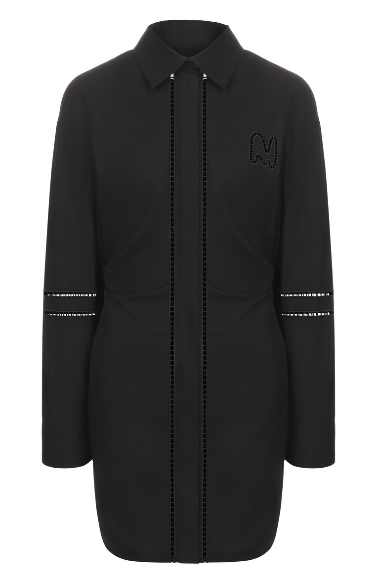 Женское хлопковое платье MSGM черного цвета, арт. 3841MDA14X/257100 | Фото 1 (Рукава: Длинные; Длина Ж (юбки, платья, шорты): Мини; Материал внешний: Хлопок; Женское Кросс-КТ: Платье-одежда; Стили: Кэжуэл; Случай: Повседневный)