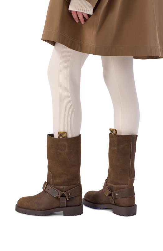 Замшевые сапоги Saddle Burberry 8113016 Коричневый  8113016 Фото 2