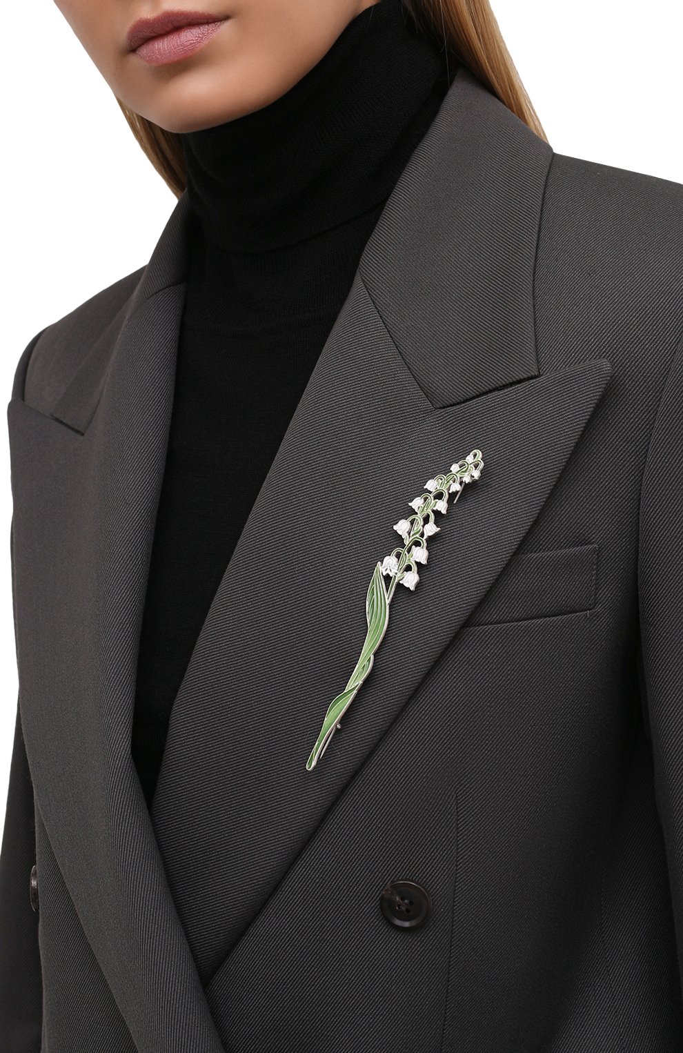 Брошь ландыш РУССКИЕ САМОЦВЕТЫ зеленого цвета по цене 19200 руб., арт. 41481, фото 2 Брошь ландыш РУССКИЕ САМОЦВЕТЫ, арт. 41481, фото 2