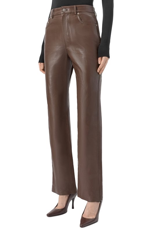 Брюки из экокожи Nanushka SELDES Коричневый  SELDES Фото 3
