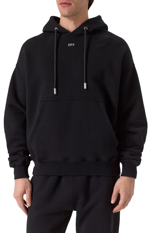 Хлопковое худи Off-White 0MBB085S25FLE00L Чёрный  0MBB085S25FLE00L Фото 3