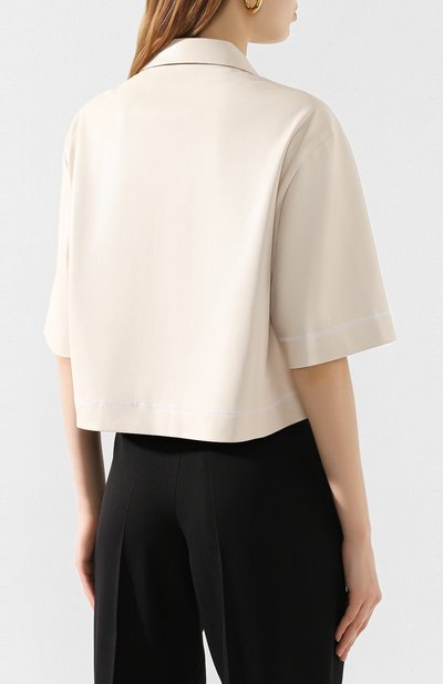 Рубашка NANUSHKA белого цвета по цене 41900 руб., арт. RHETT_0FF-WHITE_VEGAN LEATHER, фото 4 Рубашка NANUSHKA, арт. RHETT_0FF-WHITE_VEGAN LEATHER, фото 4