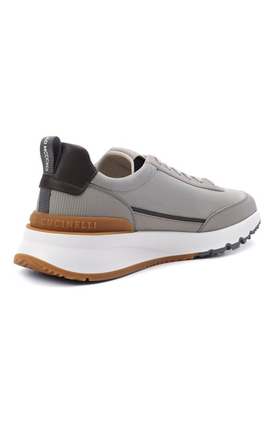 Комбинированные кроссовки BRUNELLO CUCINELLI светло-серого цвета по цене 105000 руб., арт. MZUSWB0278, фото 4 Комбинированные кроссовки BRUNELLO CUCINELLI, арт. MZUSWB0278, фото 4