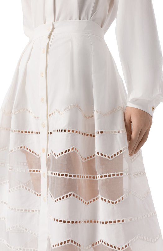 Юбка из хлопка и шелка Elie Saab SK276NR26/CES01 Белый  SK276NR26/CES01 Фото 5
