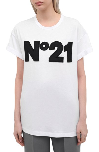 Хлопковая футболка N21 белого цвета по цене 29250 руб., арт. 21E N2M0/F061/6314, фото 3 Хлопковая футболка N21, арт. 21E N2M0/F061/6314, фото 3