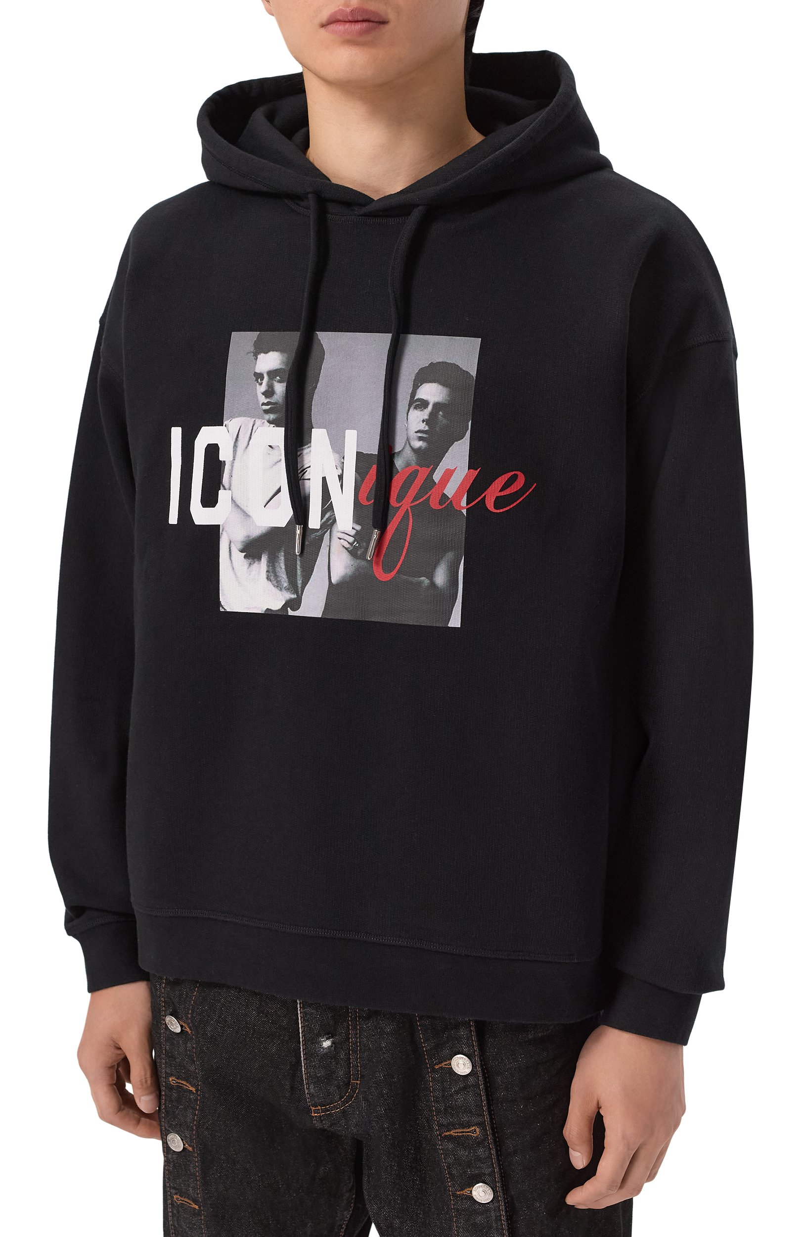 Хлопковое худи DSQUARED2 черного цвета по цене 54450 руб., арт. S78GU0092/D25029, фото 3 Хлопковое худи DSQUARED2, арт. S78GU0092/D25029, фото 3