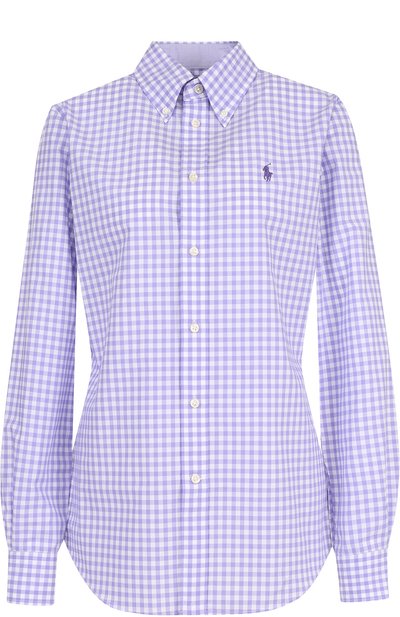Женская приталенная хлопковая блуза в кле тку POLO RALPH LAUREN, арт. 211684075