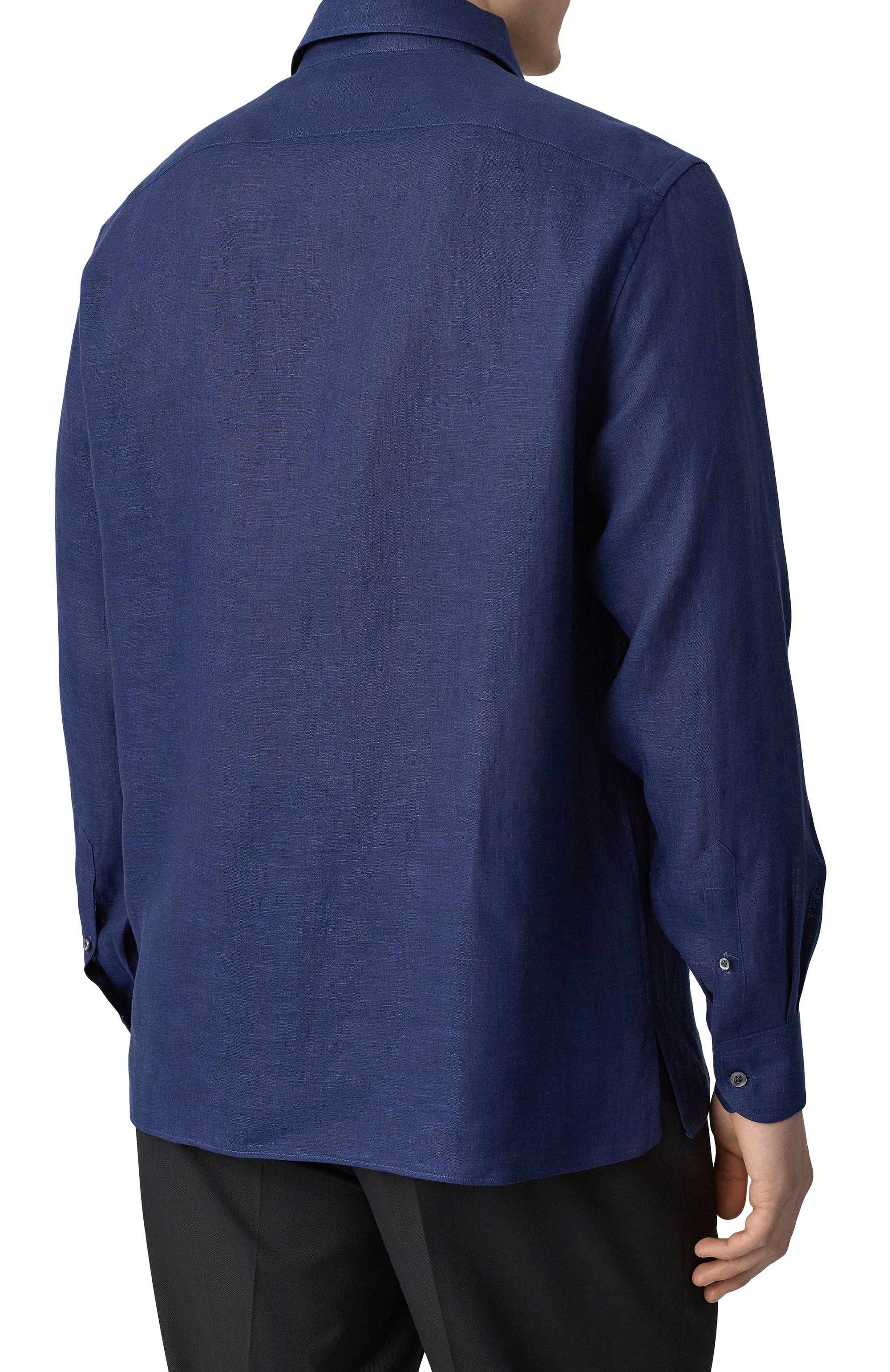 Льняная рубашка CORNELIANI темно-синего цвета по цене 44950 руб., арт. 25P213-2511648, фото 4 Льняная рубашка CORNELIANI, арт. 25P213-2511648, фото 4