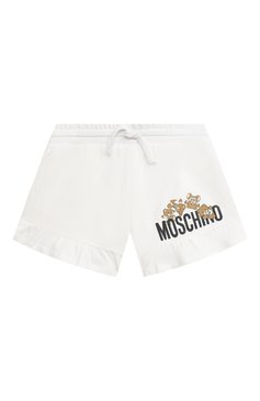 Детские �хлопковые шорты MOSCHINO белого цвета, арт. HDQ014/LDA00/10-14 | Фото 1 (Случай: Повседневный; Материал сплава: Проставлено; Нос: Не проставлено; Материал внешний: Хлопок; Ростовка одежда: 10 - 11 лет | 140 - 146см, 12 лет | 152 см)