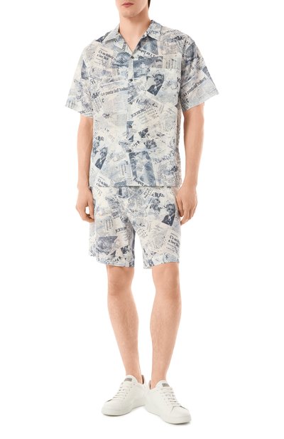 Рубашка изо льна и хлопка ICEBERG голубого цвета по цене 33900 руб., арт. G060/3603, фото 2 Рубашка изо льна и хлопка ICEBERG, арт. G060/3603, фото 2