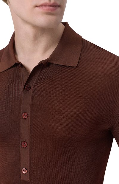Шелковое поло SAINT LAURENT темно-коричневого цвета по цене 199500 руб., арт. 862759/Y77IK, фото 5 Шелковое поло SAINT LAURENT, арт. 862759/Y77IK, фото 5