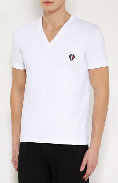 Хлопковая футболка с v-образным вырезом DOLCE & GABBANA, арт. 0121/N8A05J/00020, фото 3