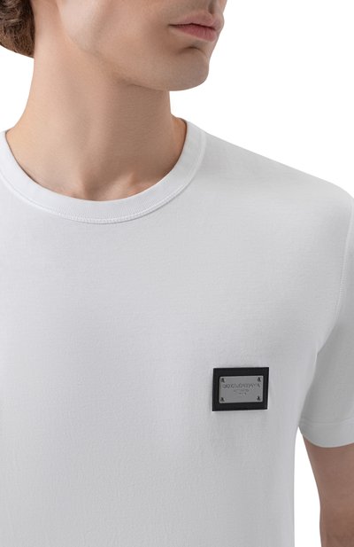 Хлопковая футболка DOLCE & GABBANA белого цвета по цене 45950 руб., арт. G8PT1T/G7P1B, фото 5 Хлопковая футболка DOLCE & GABBANA, арт. G8PT1T/G7P1B, фото 5