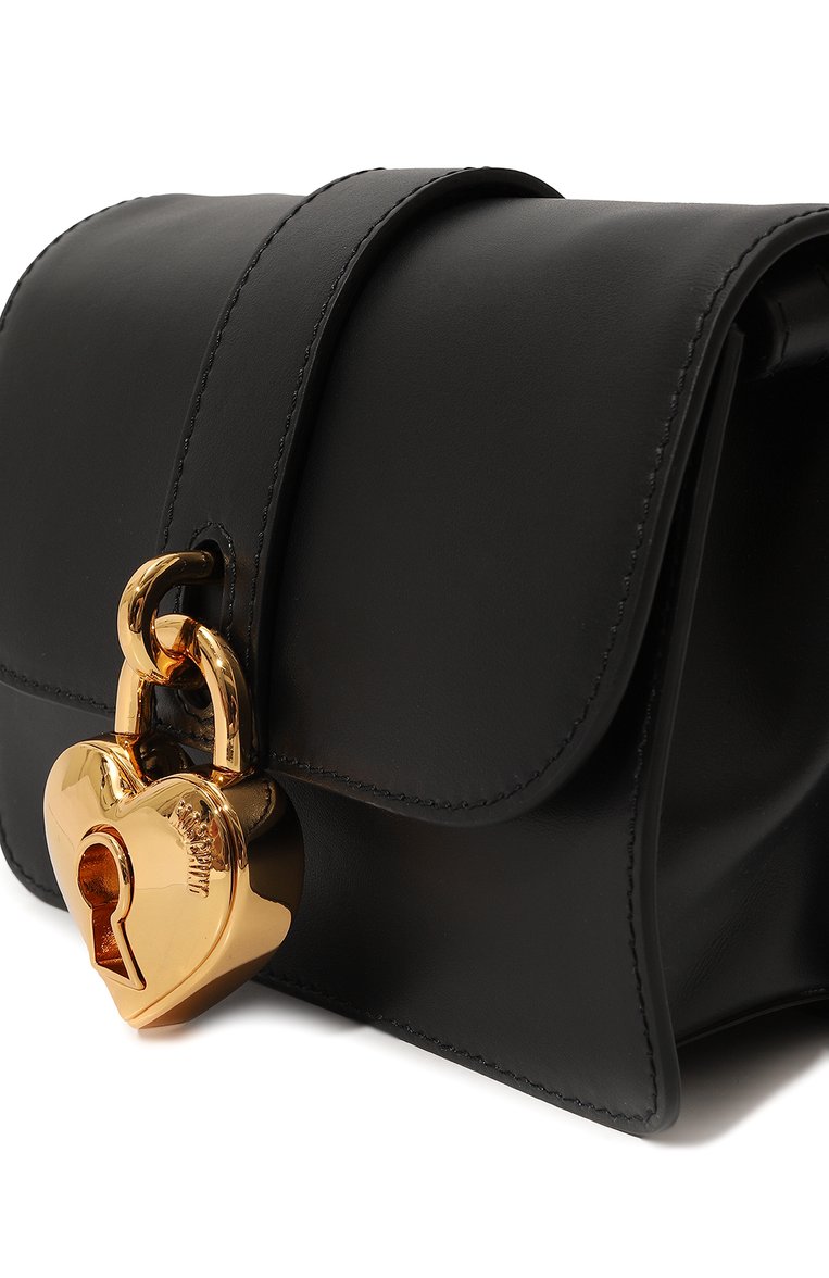 Женская сумка heart lock MOSCHINO черного цвета, арт. A7450/8024 | Фото 3 (Сумки-технические: Сумки через плечо; Материал: Натуральная кожа; Материал сплава: Проставлено; Размер: mini; Ремень/цепочка: На ремешке; Дра�гоценные камни: Проставлено)