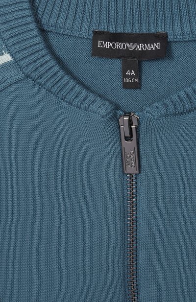 Хлопковый кардиган EMPORIO ARMANI тёмно-голубого цвета по цене 17250 руб., арт. EB001218/AF23410, фото 3 Хлопковый кардиган EMPORIO ARMANI, арт. EB001218/AF23410, фото 3