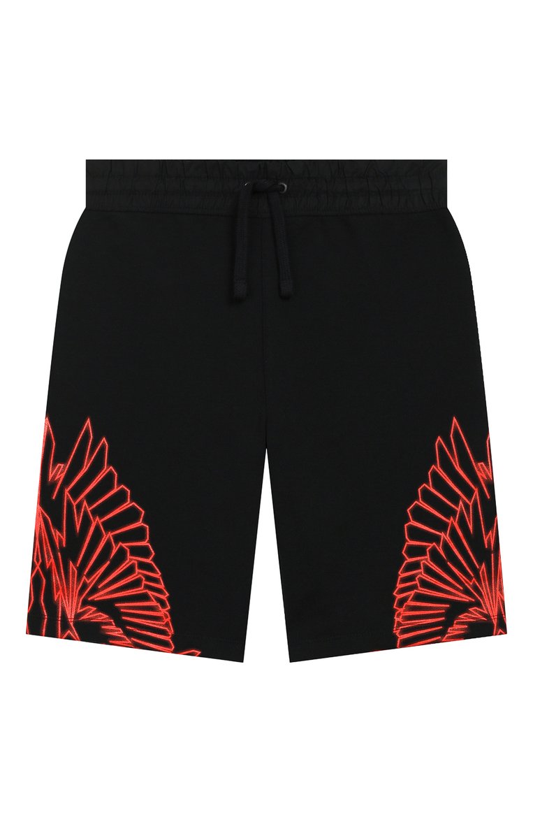 Детские хлопковые шорты MARCELO BURLON KIDS OF MILAN черного цвета, арт. 20E/B/MB/3206/0020/8-14Y | Фото 1 (Материал внешний: Хлопок; Мальчики Кросс-КТ: Шорты-одежда; Но�с: Не проставлено)