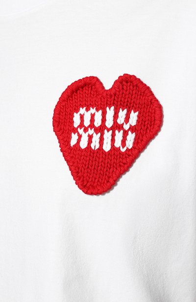 Хлопковая футболка MIU MIU белого цвета по цене 58000 руб., арт. MJN385-11AC-F0009, фото 5 Хлопковая футболка MIU MIU, арт. MJN385-11AC-F0009, фото 5