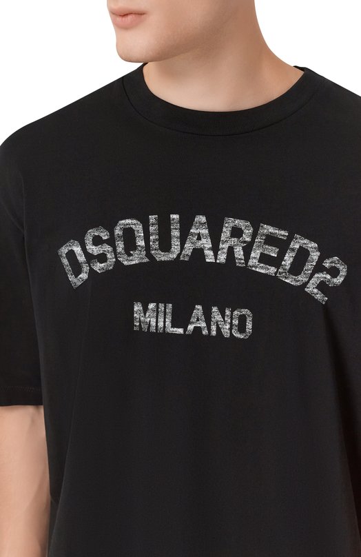 Хлопковая футболка Dsquared2 S74GD1476/D20020 Чёрный  S74GD1476/D20020 Фото 5