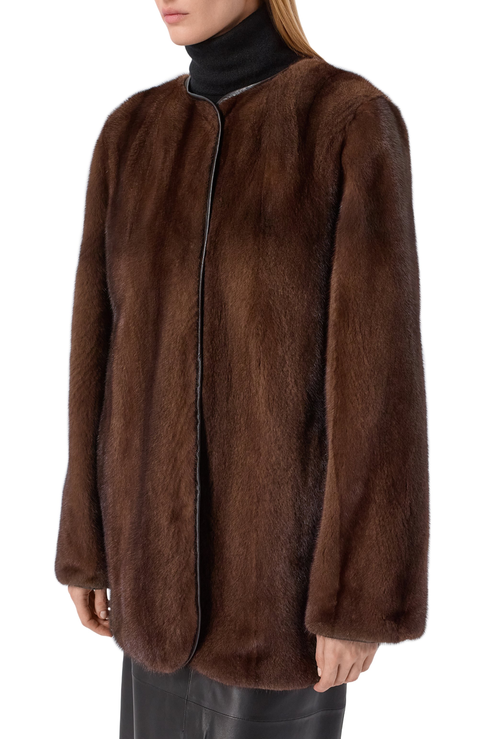 Шуба из норки GIULIA GURMAN коричневого цвета по цене 890040 руб., арт. 221DB40, фото 3 Шуба из норки GIULIA GURMAN, арт. 221DB40, фото 3