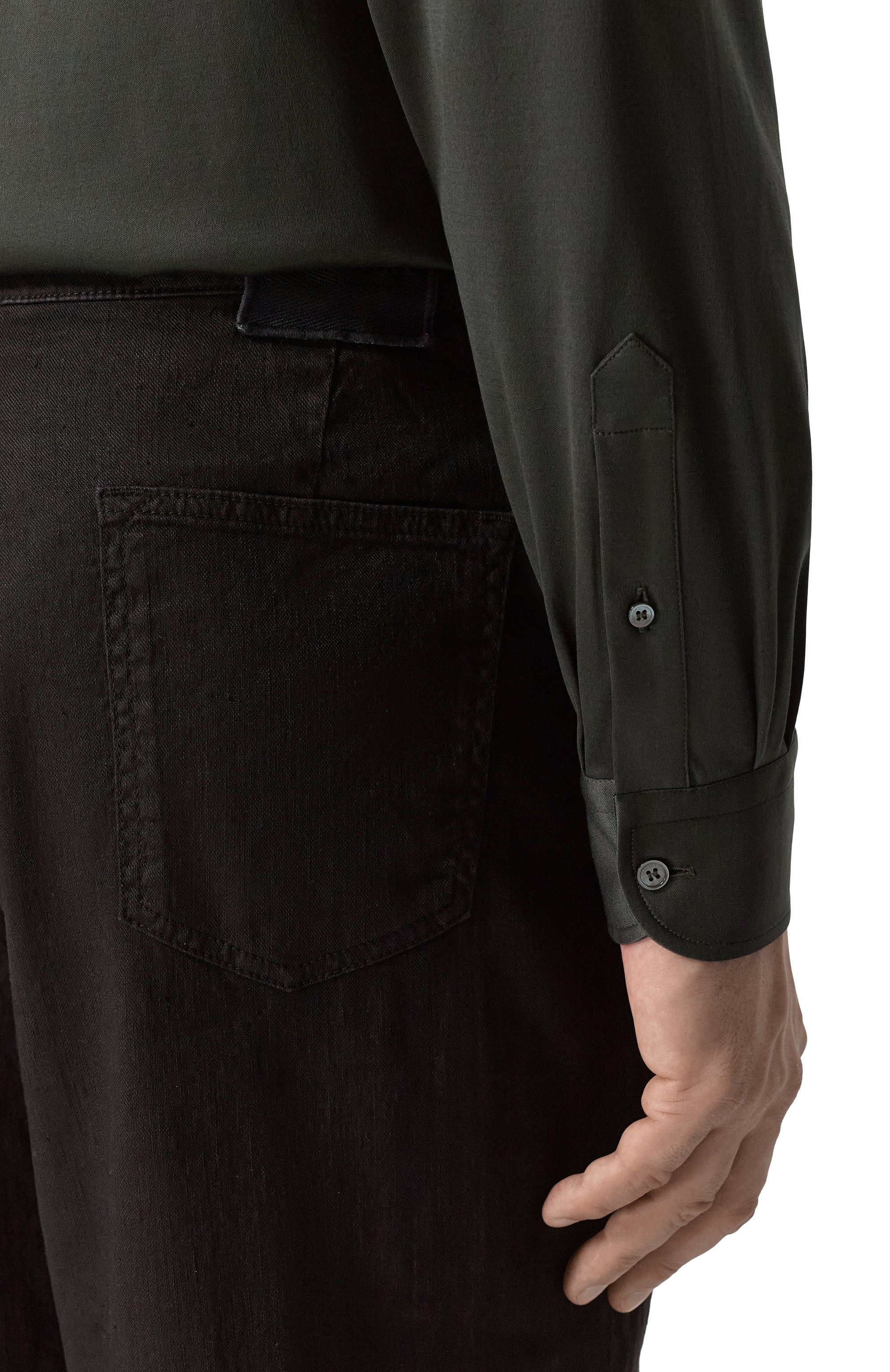 Хлопковая рубашка ZILLI темно-зеленого цвета по цене 131000 руб., арт. ZSSH20M0100V00000_001, фото 5 Хлопковая рубашка ZILLI, арт. ZSSH20M0100V00000_001, фото 5