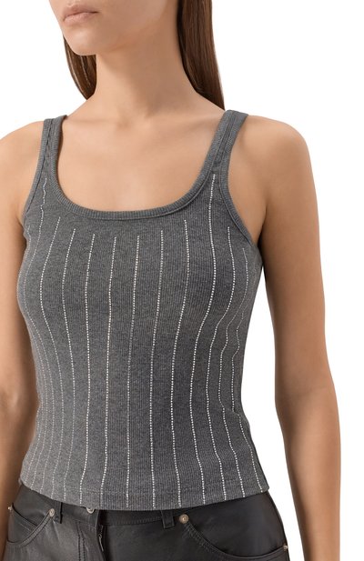 Хлопковая майка SASHA KIM серого цвета по цене 29900 руб., арт. SK-00001770, фото 5 Хлопковая майка SASHA KIM, арт. SK-00001770, фото 5