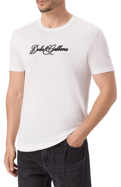 Хлопковая футболка DOLCE & GABBANA белого цвета по цене 78450 руб., арт. G8PT1Z/G7P9K, фото 3 Хлопковая футболка DOLCE & GABBANA, арт. G8PT1Z/G7P9K, фото 3