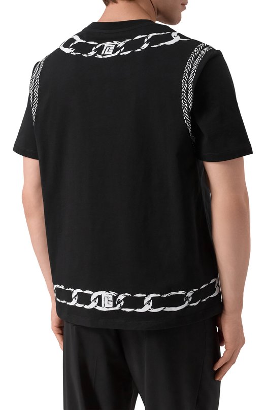 Хлопковая футболка Balmain FH1EG000/GF08 Чёрный  FH1EG000/GF08 Фото 4