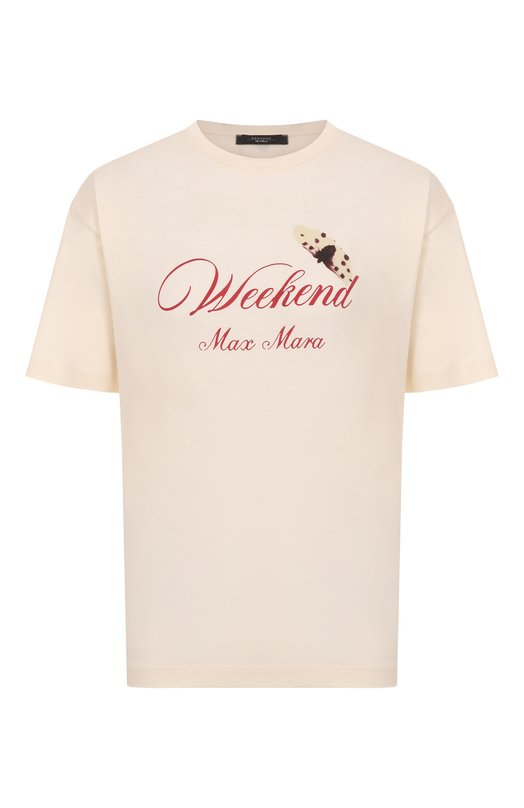 Хлопковая футболка Weekend Max Mara RADURA Кремовый RADURA
