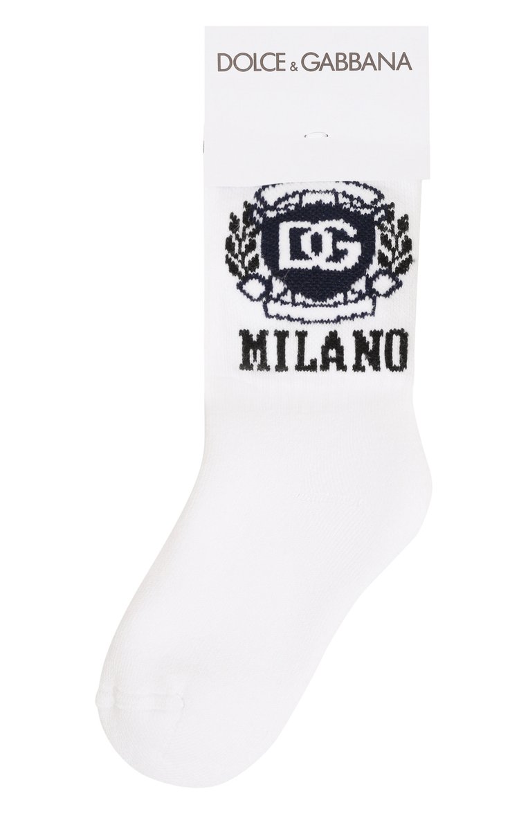 Детские хлопковые носки DOLCE & GABBANA белого цвета, арт. LBKAE5/JBCDM | Фото 1 (Материал: Текстиль, Хлопок; Нос: Не проставлено; Мальчики Кросс-КТ: Носки; Кросс-КТ: Носки)