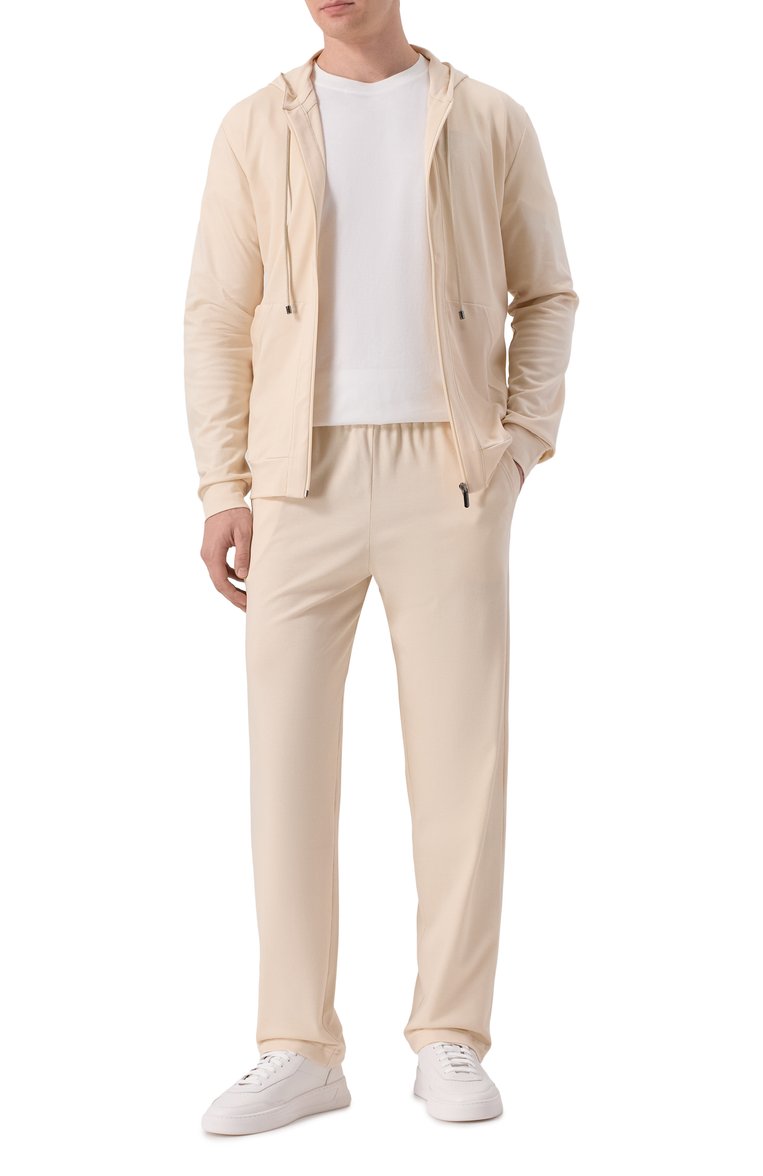 Мужские хлопковые домашние брюки ZIMMERLI светло-бежевого цвета, арт. 1357-21143 | Фото 2 (Длина (брюки, джинсы): Стандартные; Автоматизация ТО: Проставлено; Материал внешний: Хлопок; Автоматизация состава: Проставлено; Кросс-КТ: домашняя одежда)