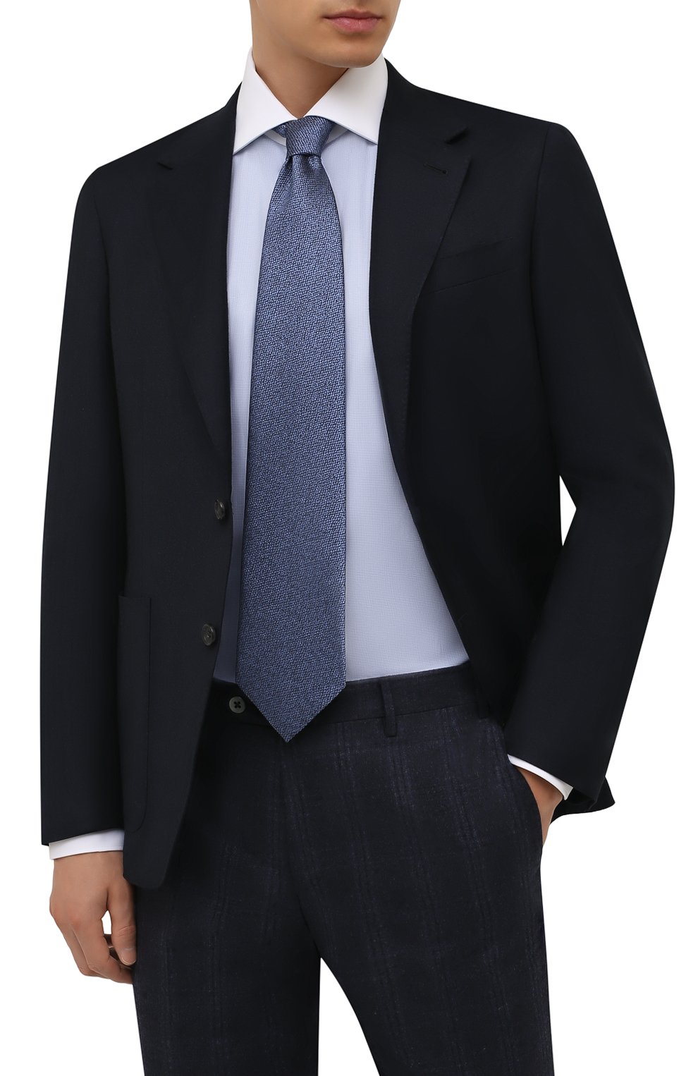 Шелковый галстук ZEGNA голубого цвета по цене 19650 руб., арт. Z2D20T/1XW, фото 2 Шелковый галстук ZEGNA, арт. Z2D20T/1XW, фото 2