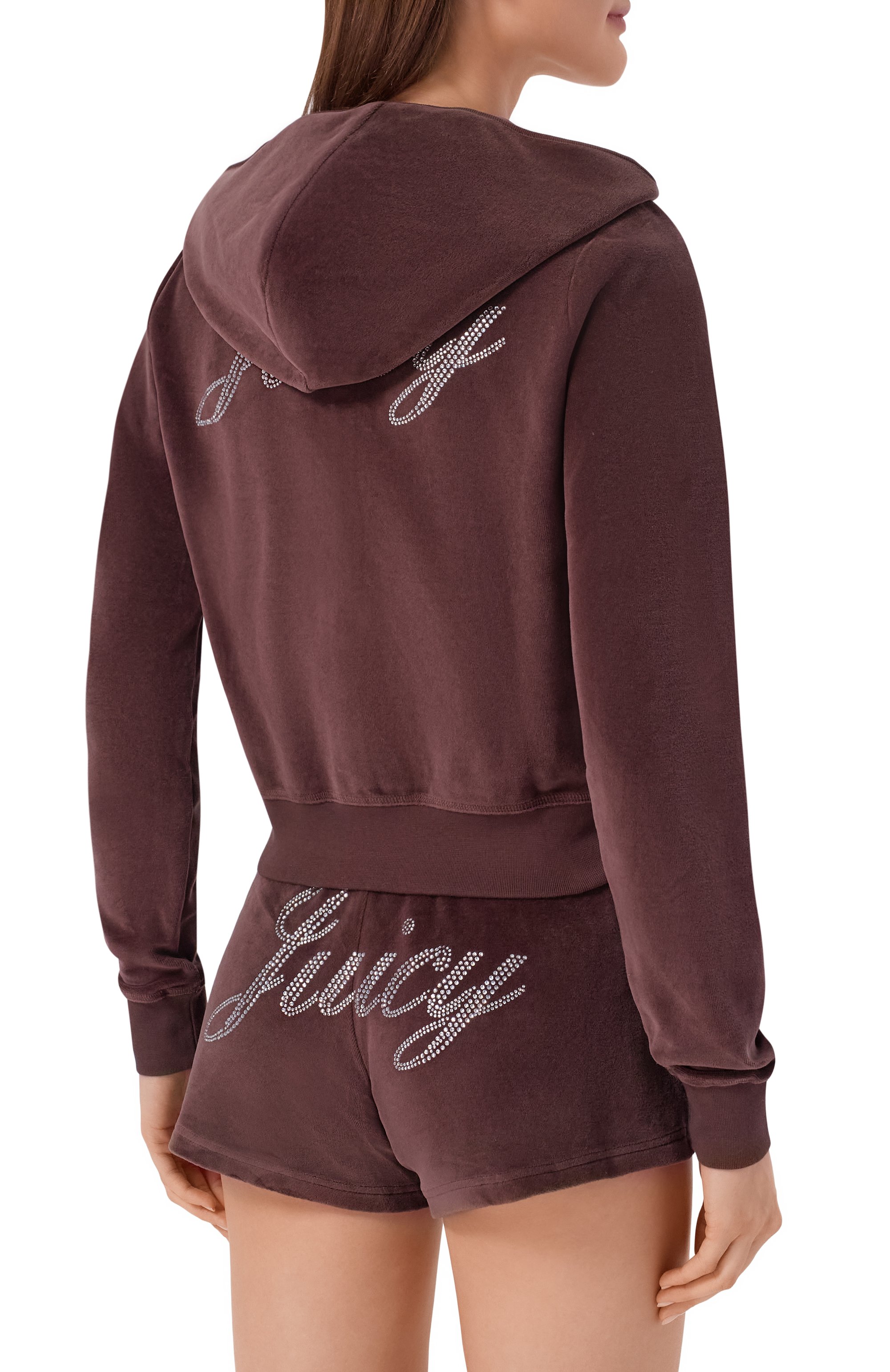 Хлопковая толстовка SPORTY AND RICH коричневого цвета по цене 38600 руб., арт. CA046716689BR03/JUICY SCRIPT VEL0UR ZIP H00DIE, фото 4 Хлопковая толстовка SPORTY AND RICH, арт. CA046716689BR03/JUICY SCRIPT VEL0UR ZIP H00DIE, фото 4