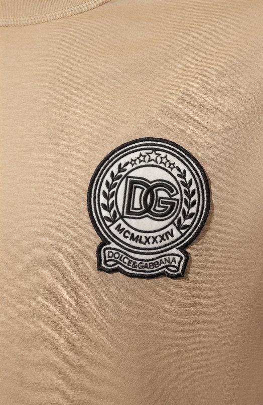 Хлопковая футболка Dolce & Gabbana G8PN9Z/G7NYE Бежевый  G8PN9Z/G7NYE Фото 5