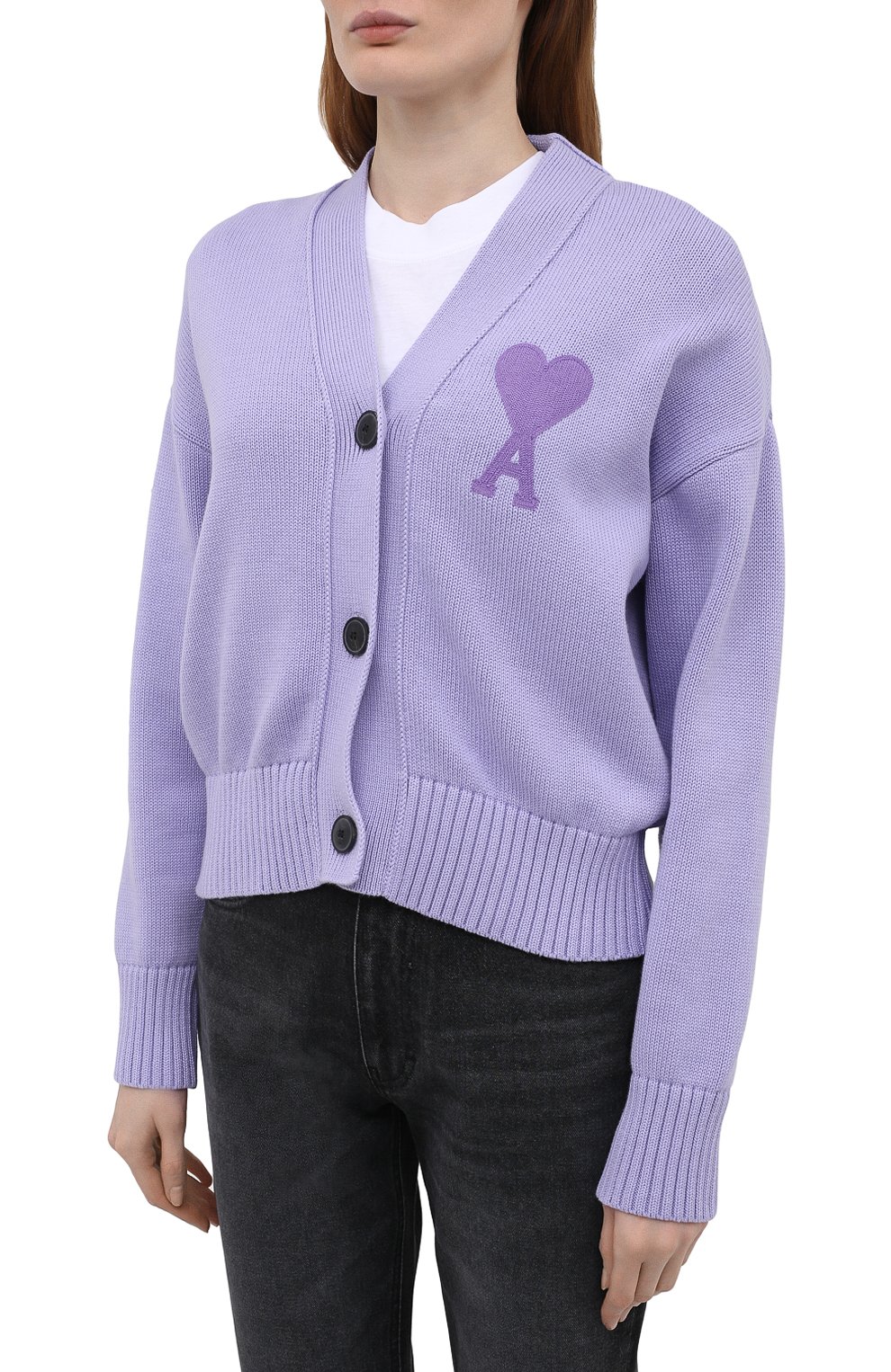 Кардиган из хлопка и шерсти AMI, арт. E21FK303.016, фото 3