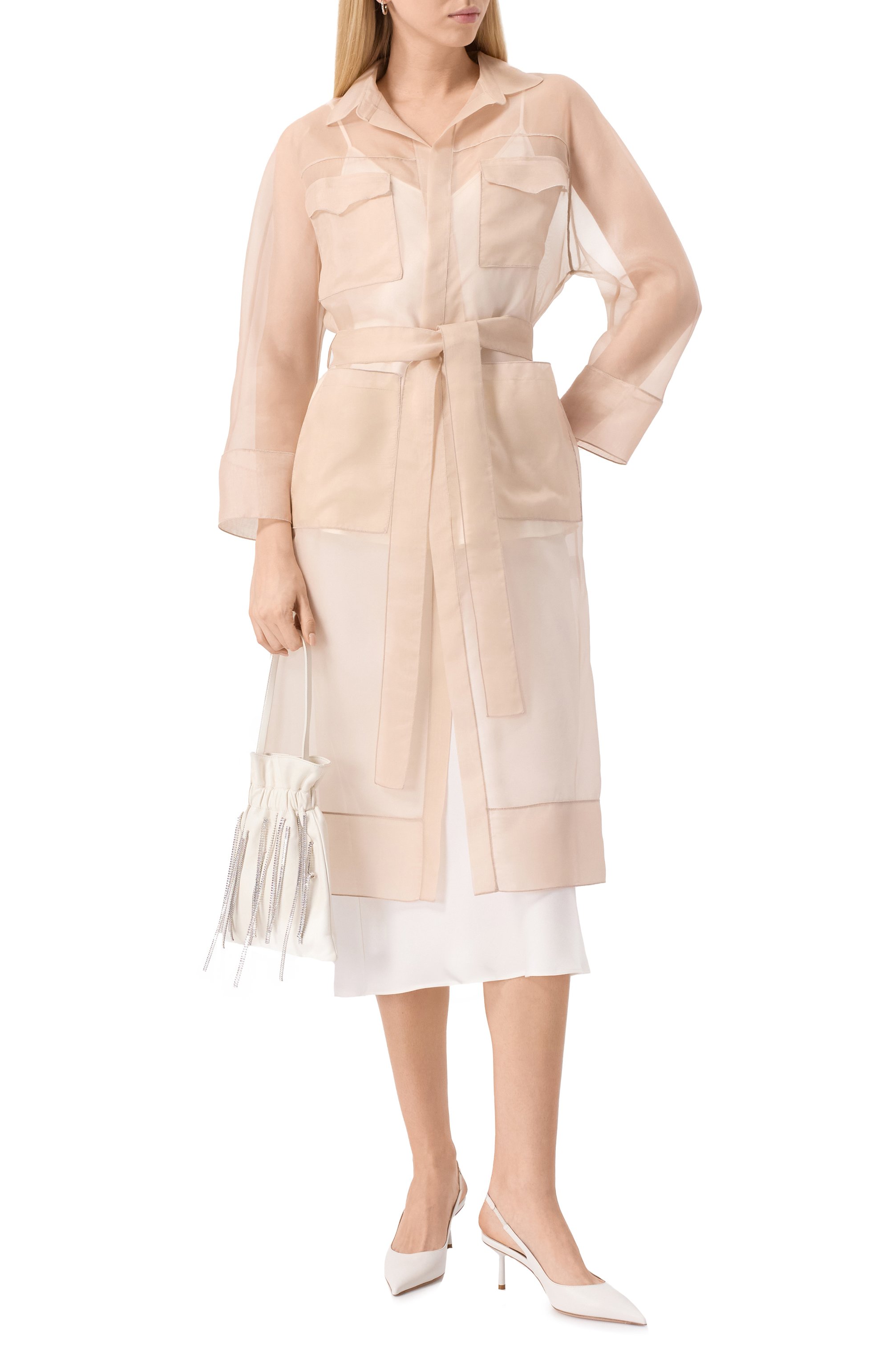 Шелковый плащ ANTONELLI FIRENZE бежевого цвета по цене 86450 руб., арт. J7459N/256, фото 2 Шелковый плащ ANTONELLI FIRENZE, арт. J7459N/256, фото 2