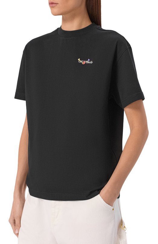 Хлопковая футболка Off-White 0WAA089F25JER001 Чёрный  0WAA089F25JER001 Фото 3