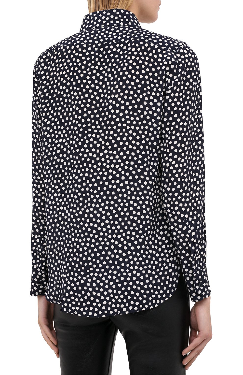 Шелковая рубашка SAINT LAURENT синего цвета по цене 119500 руб., арт. 395733/Y3B46, фото 4 Шелковая рубашка SAINT LAURENT, арт. 395733/Y3B46, фото 4