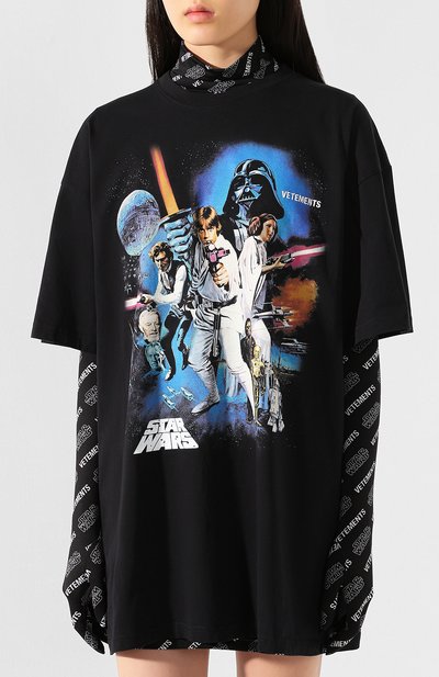 Хлопковая футболка star wars x vetements VETEMENTS черного цвета по цене 45800 руб., арт. USW21TS006 1600/W, фото 3 Хлопковая футболка star wars x vetements VETEMENTS, арт. USW21TS006 1600/W, фото 3