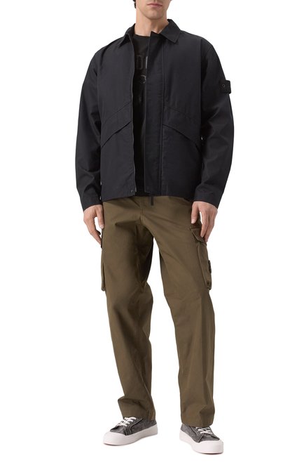Мужская хлопковая куртка STONE ISLAND темно-серого цвета, арт. 8115107F1 | Фото 2 (Драгоценные камни: Проставлено; Материал сплава: Проставлено; Длина (верхняя одежда): Короткие; Материал внешний: Хлопок; Рукава: Длинные)