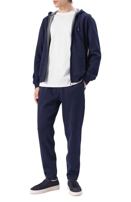 Брюки из хлопка и кашемира Brunello Cucinelli MM8313243G Синий  MM8313243G Фото 2