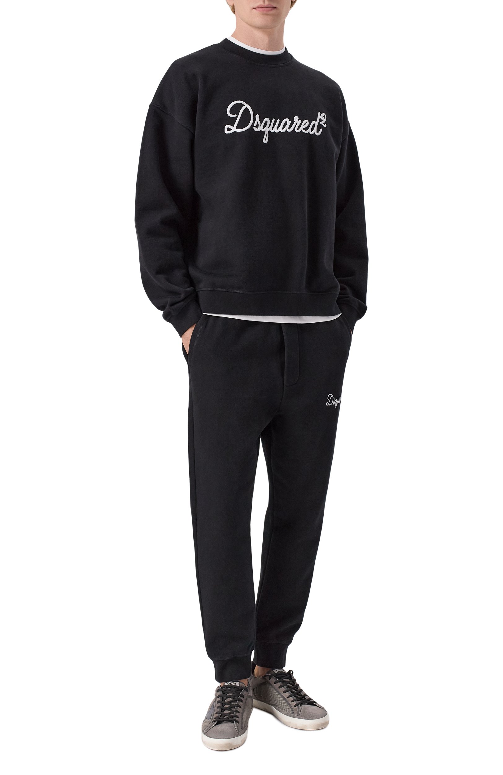 Хлопковый свитшот DSQUARED2 черного цвета по цене 42300 руб., арт. S74GU0928/D25029, фото 2 Хлопковый свитшот DSQUARED2, арт. S74GU0928/D25029, фото 2