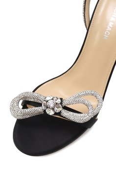Женские текстильные босоножки double bow 95 MACH & MACH черного цвета, арт. R25-S0739-85-CRP-600 | Фото 7 (Материал внутренний: Натуральная кожа; Подошва: Плоская; Каблук высота: Высокий; Материал внешний: Текстиль; Каблук тип: Шпилька)